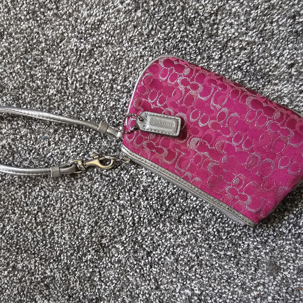 Coach Fuchsia and Silver Wristlet